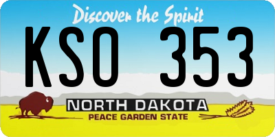 ND license plate KSO353