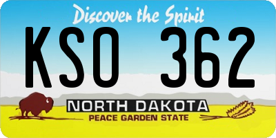 ND license plate KSO362