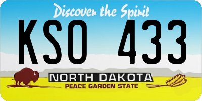 ND license plate KSO433