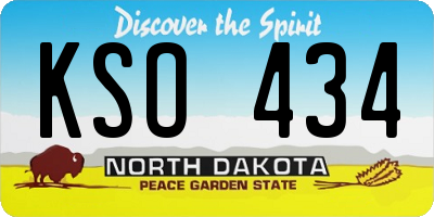ND license plate KSO434
