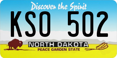 ND license plate KSO502