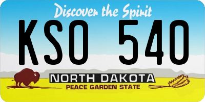 ND license plate KSO540
