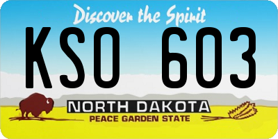 ND license plate KSO603