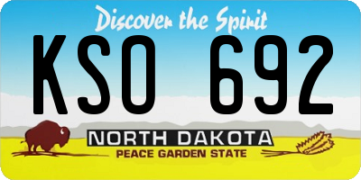 ND license plate KSO692