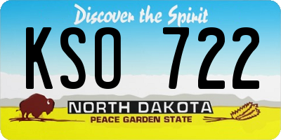 ND license plate KSO722
