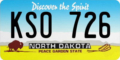 ND license plate KSO726