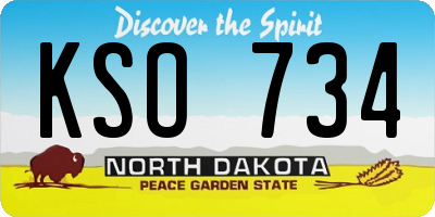 ND license plate KSO734