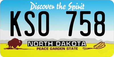 ND license plate KSO758