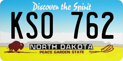 ND license plate KSO762