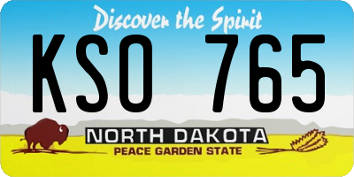 ND license plate KSO765