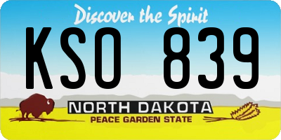 ND license plate KSO839