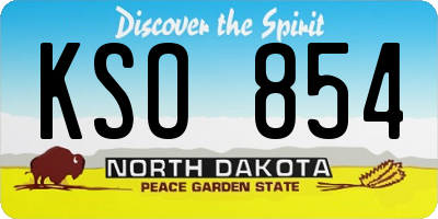 ND license plate KSO854