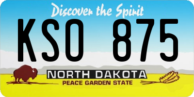 ND license plate KSO875