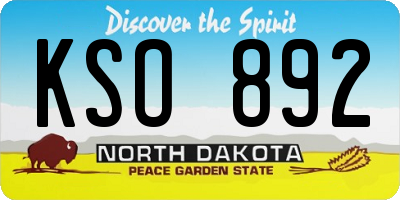 ND license plate KSO892