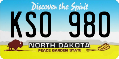 ND license plate KSO980