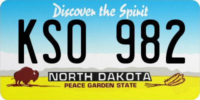 ND license plate KSO982