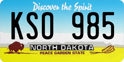 ND license plate KSO985
