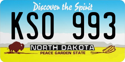 ND license plate KSO993