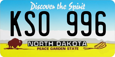 ND license plate KSO996
