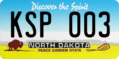 ND license plate KSP003