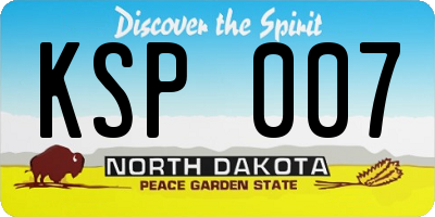 ND license plate KSP007