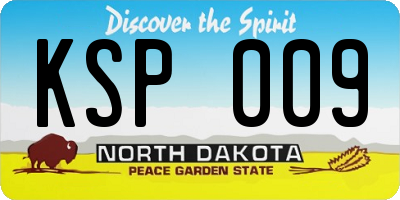 ND license plate KSP009