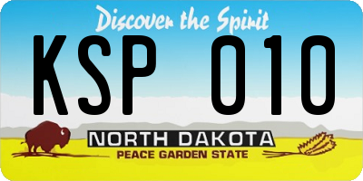 ND license plate KSP010
