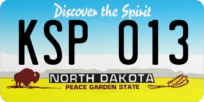 ND license plate KSP013