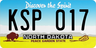 ND license plate KSP017