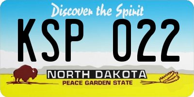 ND license plate KSP022