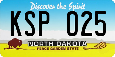 ND license plate KSP025