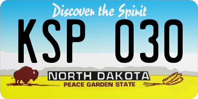ND license plate KSP030