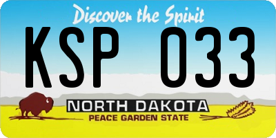 ND license plate KSP033