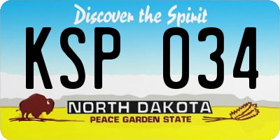 ND license plate KSP034
