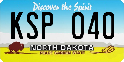 ND license plate KSP040