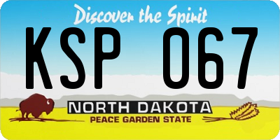 ND license plate KSP067