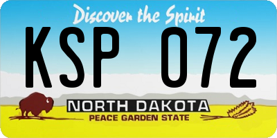 ND license plate KSP072