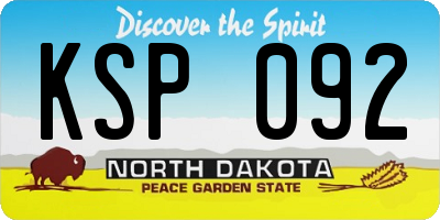 ND license plate KSP092