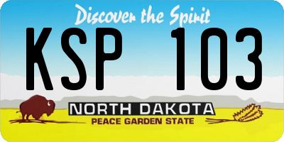 ND license plate KSP103