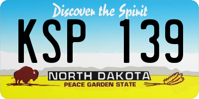 ND license plate KSP139