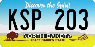 ND license plate KSP203