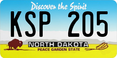 ND license plate KSP205
