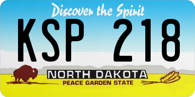 ND license plate KSP218