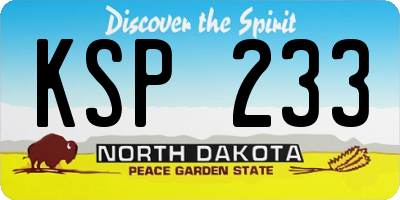 ND license plate KSP233