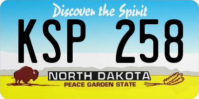 ND license plate KSP258