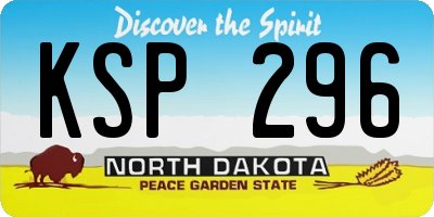 ND license plate KSP296
