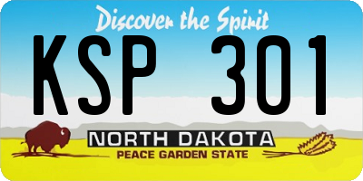 ND license plate KSP301