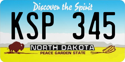 ND license plate KSP345