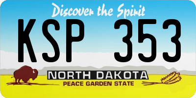ND license plate KSP353