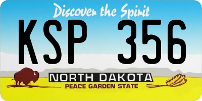 ND license plate KSP356